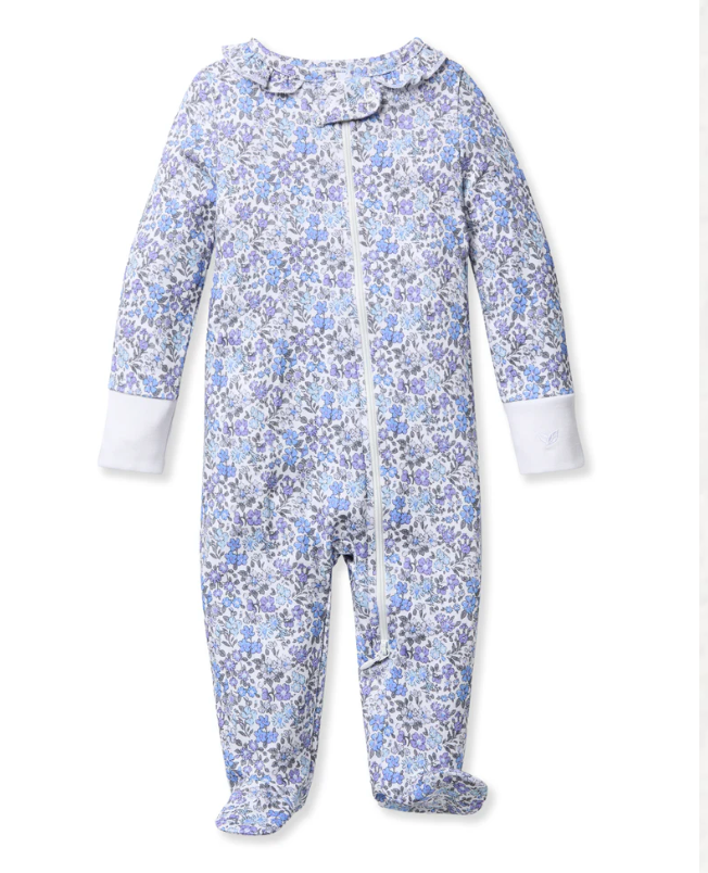 Fleur D'Azur Footed Romper, 3-6M