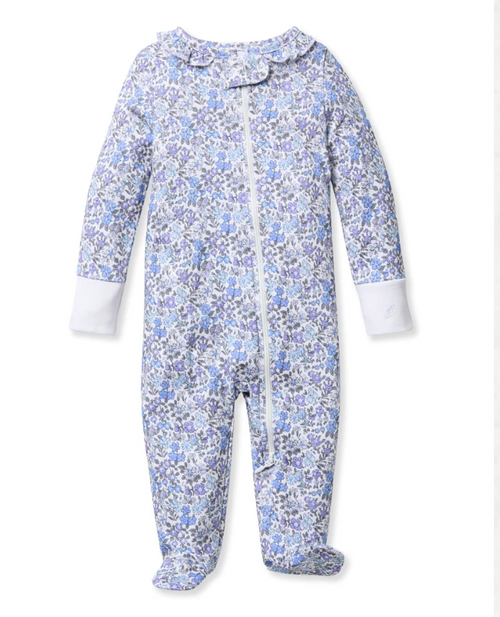 Fleur D'Azur Footed Romper, 3-6M