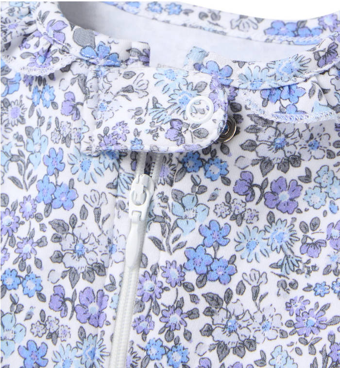 Fleur D'Azur Footed Romper, 3-6M