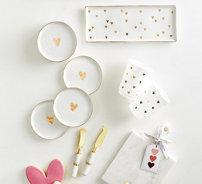Gold Hearts Appetizer Plates - Set of 4