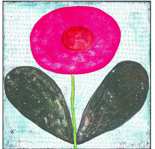 Happy Flower Wooden Art Print,  12x12