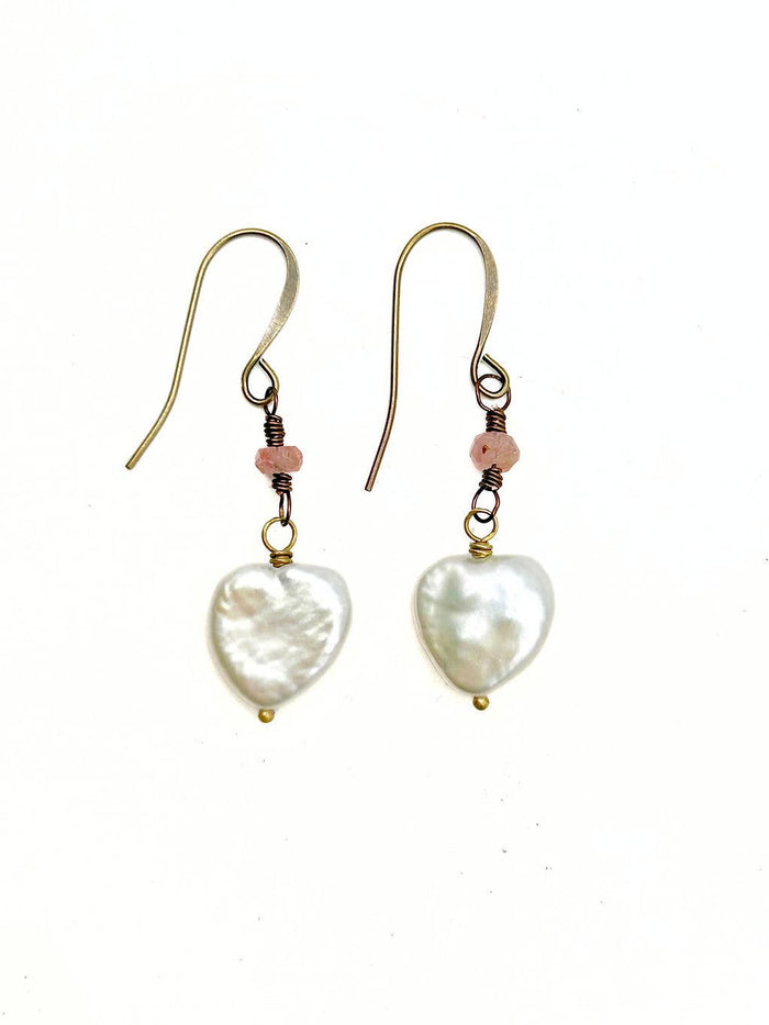 Heart-Shaped Pearl Earrings