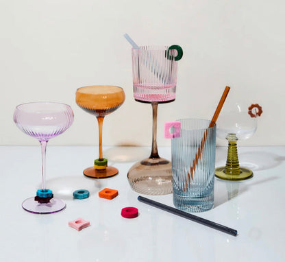 Here's How Mixed Color Glass Highball Sip/Stir Straws