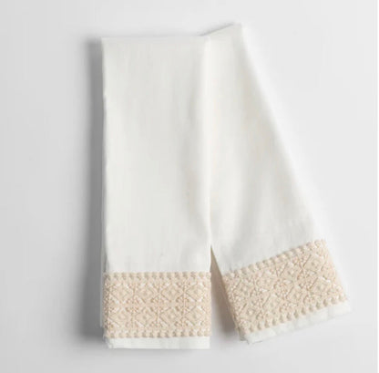 IN STOCK Bella Notte Linens Bria Pillowcase With Novola Lace, Parchment (Retired Color)