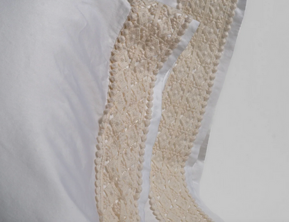 IN STOCK Bella Notte Linens Bria Pillowcase With Novola Lace, Parchment (Retired Color)