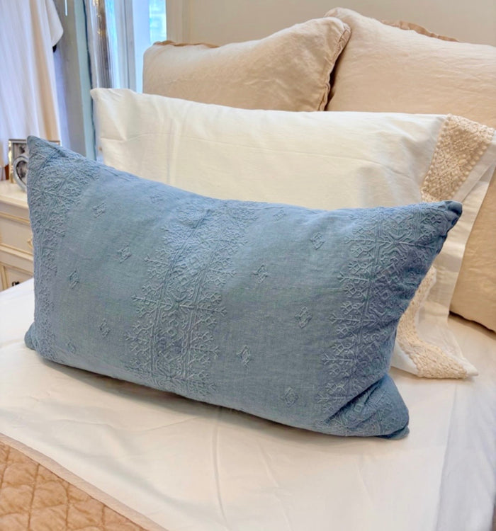 IN STOCK Bella Notte Linens Ines Throw Pillow, 15x24", Tahoe Blue