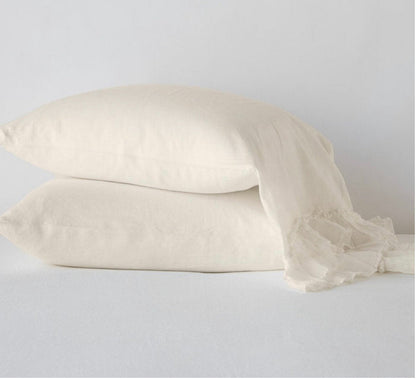 IN STOCK Bella Notte Linens Linen Whisper Pillowcase, Standard (White, Parchment)