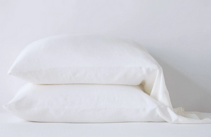 IN STOCK Bella Notte Linens Madera Luxe Pillowcase with Donella Lace Trim, White
