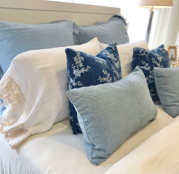 IN STOCK Bella Notte Linens Madera Luxe Pillowcase with Donella Lace Trim, White