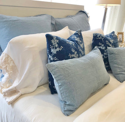 IN STOCK Bella Notte Linens Madera Luxe Pillowcase with Donella Lace Trim, White