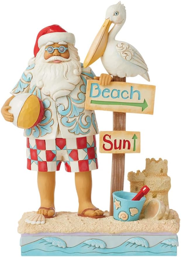 Jim Shore Heartwood Creek Coastal Santa with Beach Sign