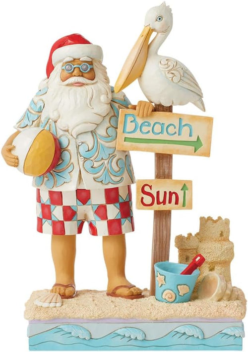 Jim Shore Heartwood Creek Coastal Santa with Beach Sign