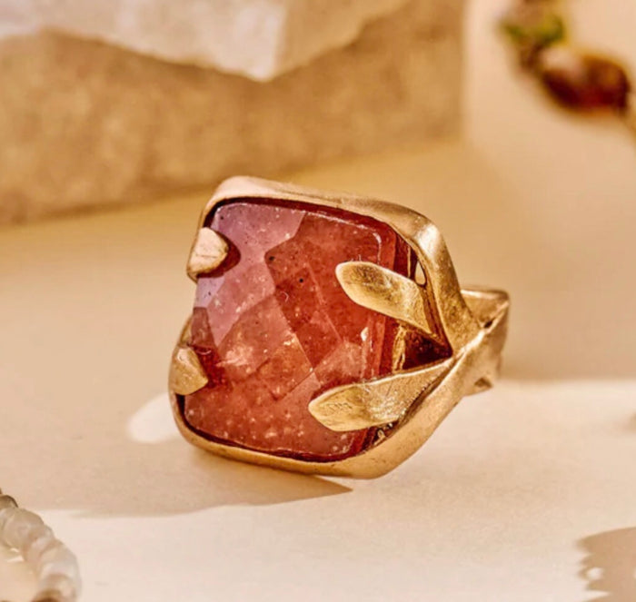 Large Rectangle Rose Cut Cocktail Ring (2 Colors)