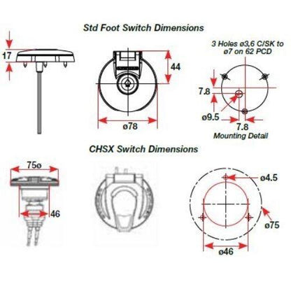 Lewmar 12/24V Foot Switch CHSX Model - Bosuns Boat