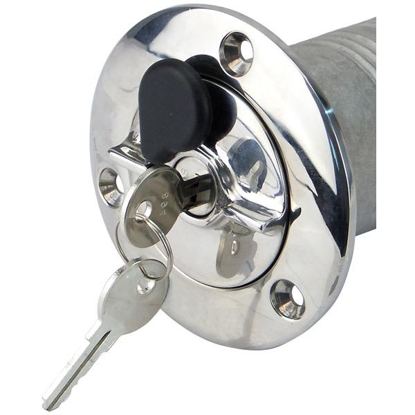 Lockable Stainless Steel Water Deck Filler - Straight - 38mm - 1-1/2"