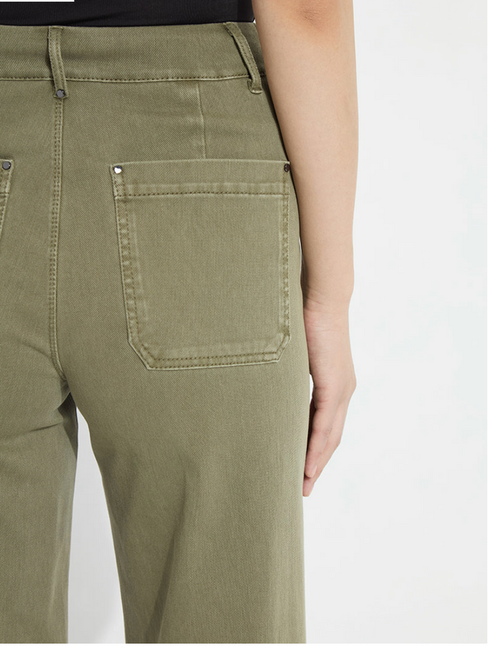 Lysse Erin Hi Waist Wide Leg Denim, Antique Wash, Green