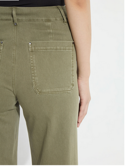 Lysse Erin Hi Waist Wide Leg Denim, Antique Wash, Green