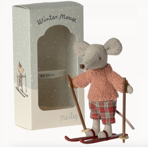 Maileg Winter Mouse With Ski Set, Big Sister