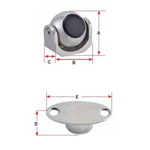 Marine Town Catch Door Magnetic - Cast Stainless Steel - S/Off Flush - 34mm