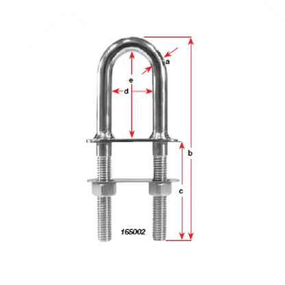Marine Town Deluxe Bow U Bolt - Stainless Steel