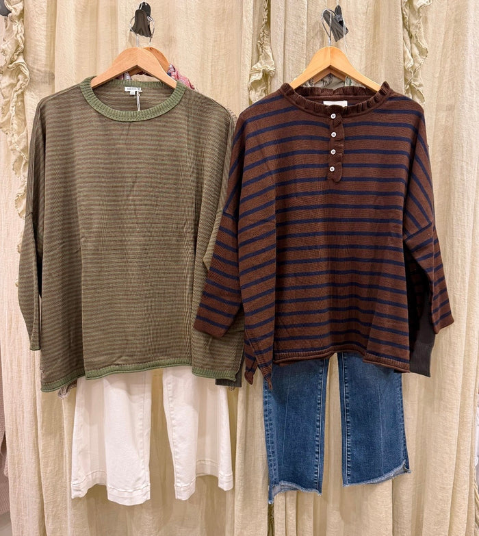 MerSea Catalina Cotton Crewneck Sweater, Jungle Stripe