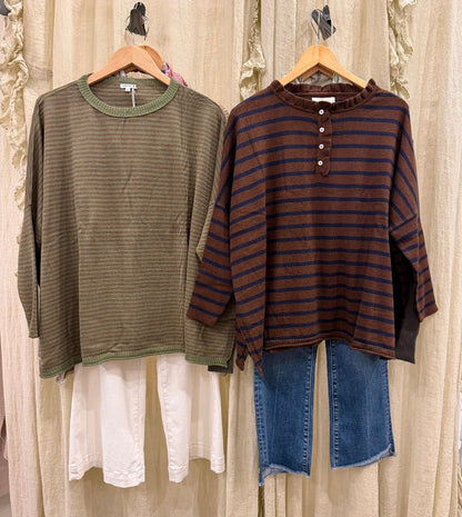 MerSea Catalina Cotton Crewneck Sweater, Jungle Stripe