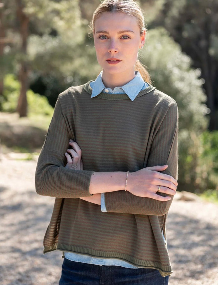 MerSea Catalina Cotton Crewneck Sweater, Jungle Stripe