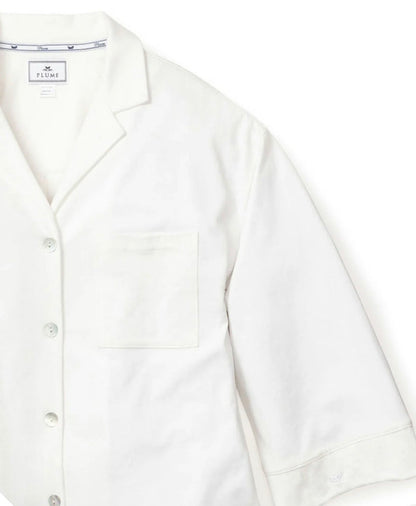 Olivia Wide Leg Pima Pajama Set, White