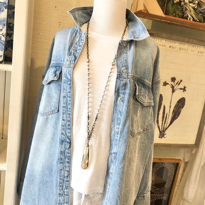 Oversized Denim Shirt Jacket, Light Denim Wash