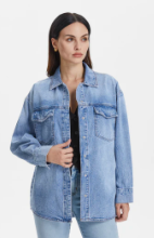 Oversized Denim Shirt Jacket, Light Denim Wash