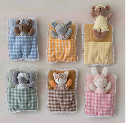 Plush Animal Friend with Sleeping Bag & Eye Mask (6 Styles)