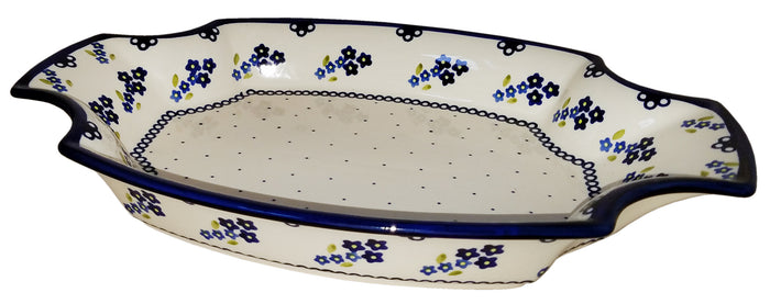 Polish Pottery Large Fancy Platter "Forget Me Not"