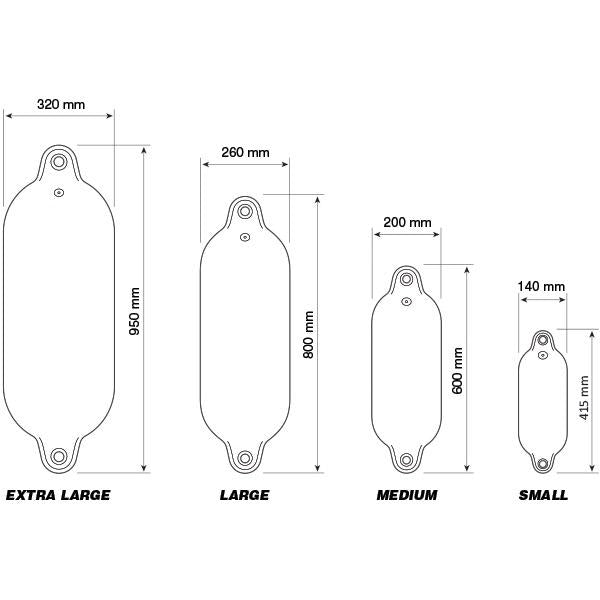 PVC Boat White Fender w/ 10mm x 3mtr Black Rope