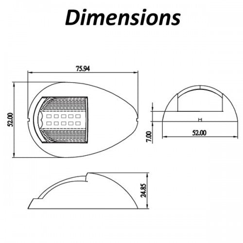 QLED LED NAVIGATION LAMP, PORT, 12-24v