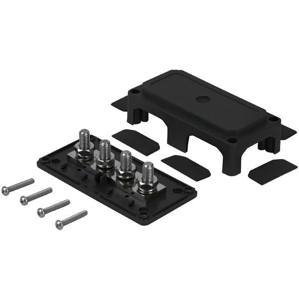 Relaxn 12-48V Heavy-Duty Buss Bar Box - 4 Way M10 - 138(L) x 69(W) x 44(H)mm