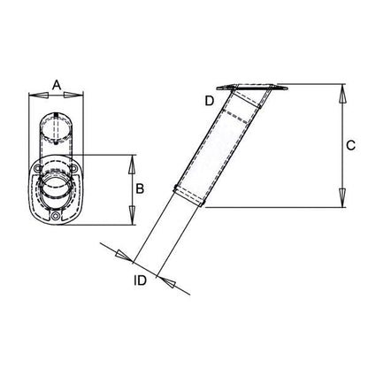 Relaxn Oval Head Angled Flush Mount Heavy Duty Rod Holder w/ Cap