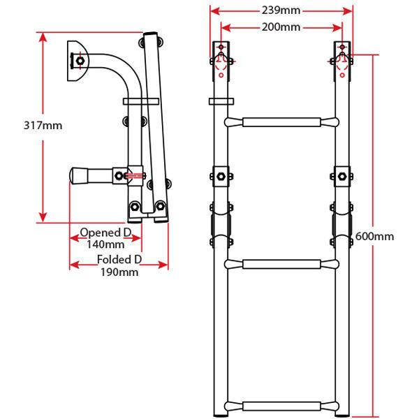 Relaxn Stainless Steel Folding Transom Mount Ladder