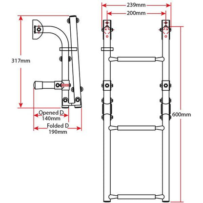 Relaxn Stainless Steel Folding Transom Mount Ladder