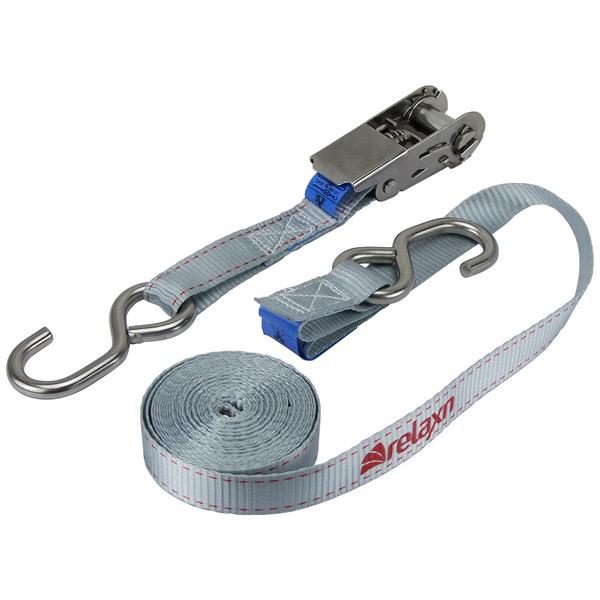 Relaxn Stainless Steel 'S' Hook to 'S' Hook Grey Ratchet Tie Down