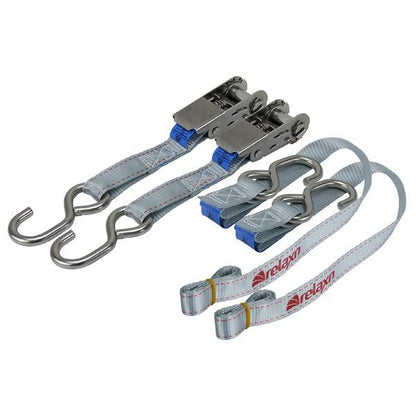 Relaxn Stainless Steel 'S' Hook to 'S' Hook Grey Ratchet Tie Down