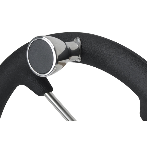 Relaxn Steering Wheel with Knob - Black/Stainless Steel - 350mm