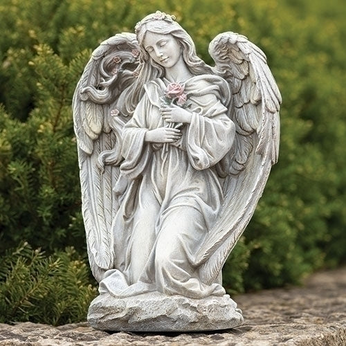 Roman Angel Holding Flowers Garden Statue 16"H  #601322 Free Shipping