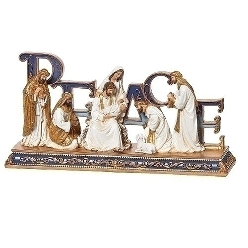 Roman Joseph Studios Peace Nativity Blue/Gold Scene  #633334  Free Shipping