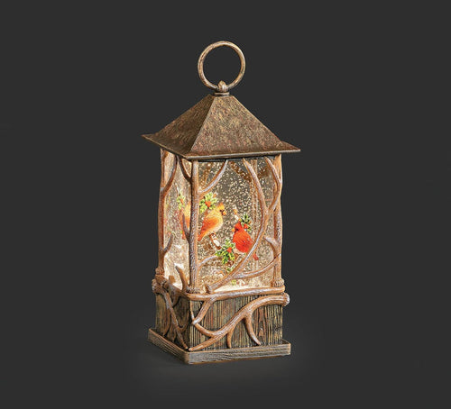 Roman Lighted Swirl Cardinal Lantern 10"H