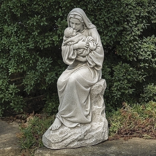 Roman Mary Kissing Baby Garden Statue 16"H