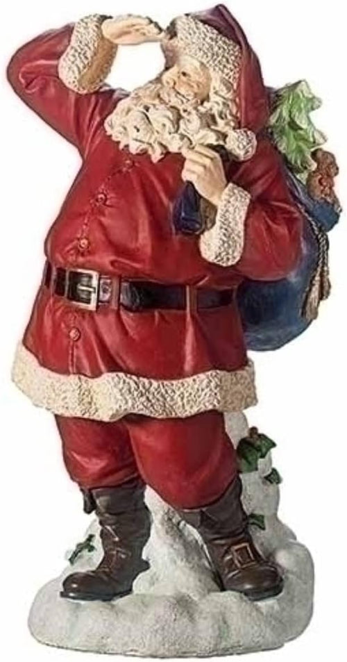 Roman Red & Beige Santa Looking for Deer 25"H