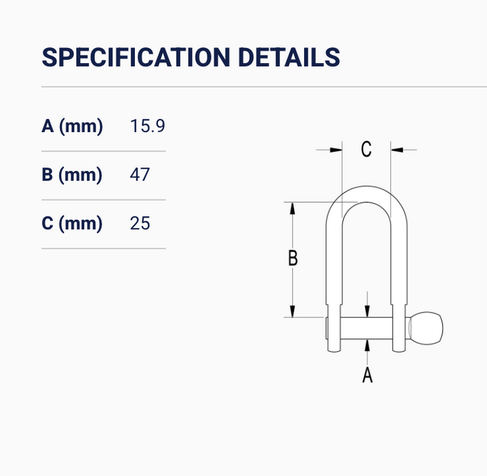 Ronstan Shackle, D, Pin 5/8” (L:47mm,W:26mm) RF1035