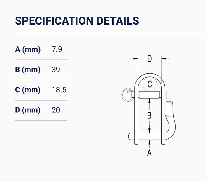 Ronstan Shackle, Halyard,Pin 5/16 (L:39mm,W:20mm) RF1034