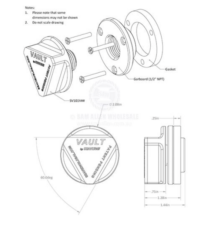 SEAVIEW VAULT PRO DRAIN PLUG & GARBOARD ASSEMBLY 970911 - Bosuns Boat