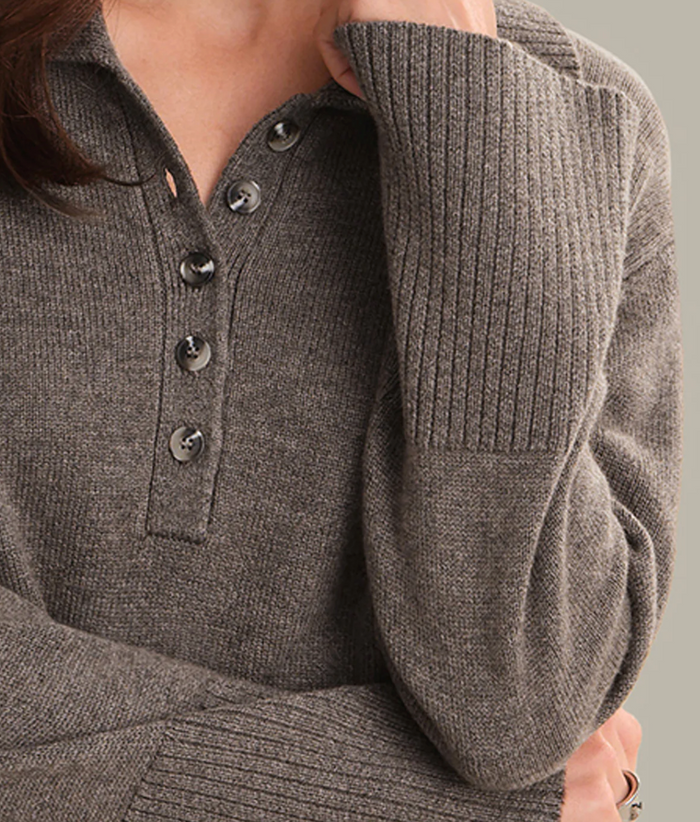 Simone Oversized Polo Pullover, Size M